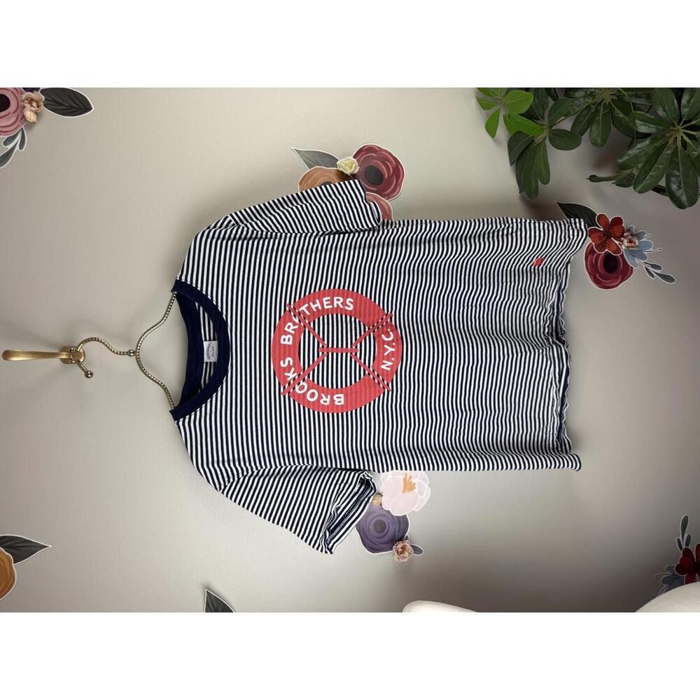 Brooks Brothers Unisex Navy Striped Life Preserver Tee - Size - Large